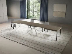 Mesa extensible Niket gris paloma 200/460x90 cm con patas blancas