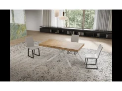 Mesa extensible Niket gris paloma 160/244x80 cm con patas blancas