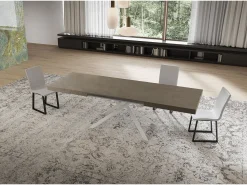 Mesa extensible Niket gris paloma 160/244x80 cm con patas blancas