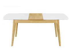 Mesa extensible nórdica blanca y madera MEENA