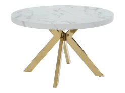 Mesa extensible para 4 a 8 personas de MDF y acero - Efecto mármol blanco y Dorado - KOMONI