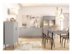 Mesa Extensible para 8 Personas - Colección ISIS con superficie gris / patas negras