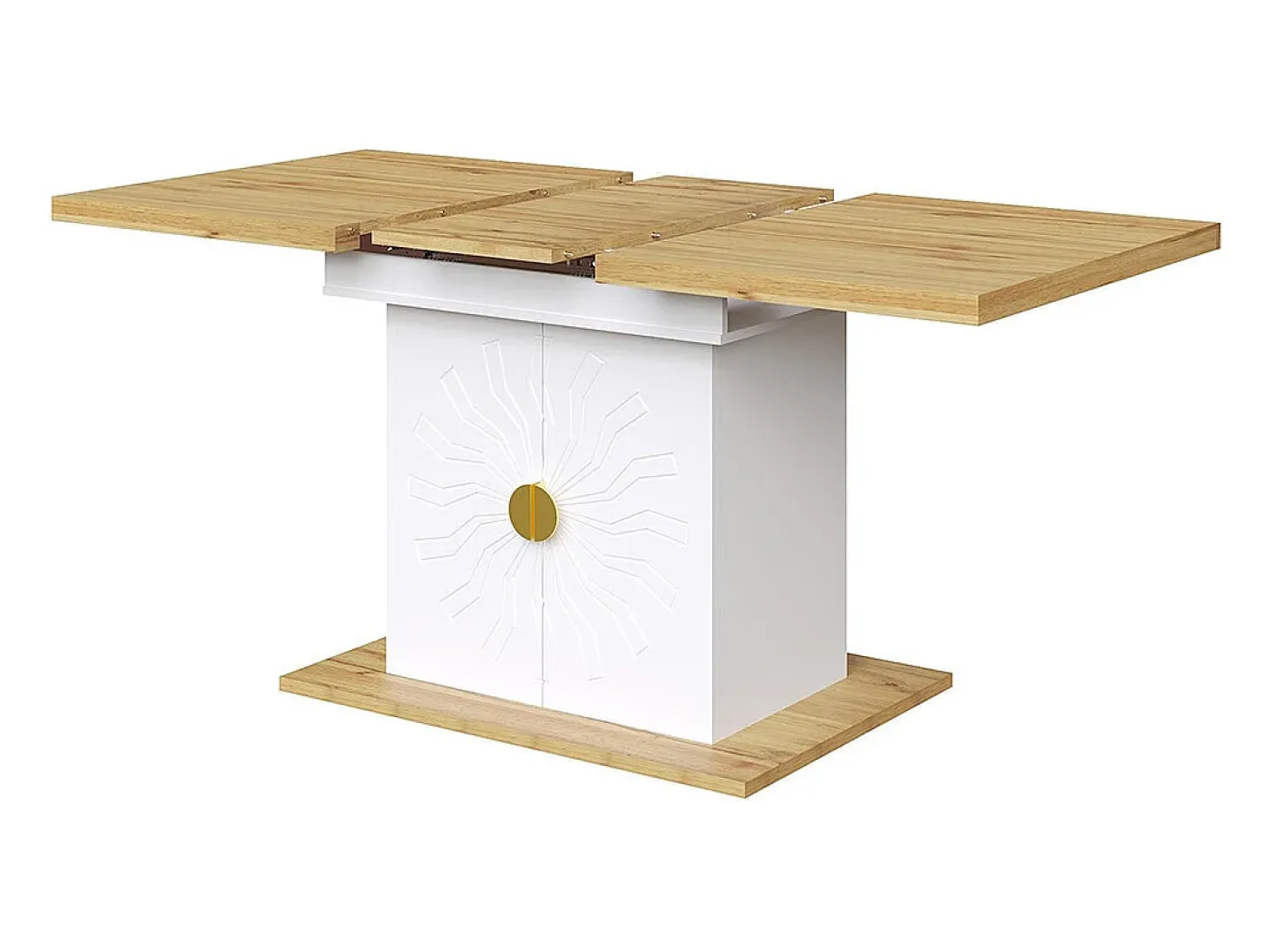 Mesa extensible para el comedor, la cocina y el salón, 110 (140) x 70 x 76 cm, chapa de madera con relieve, blanco