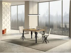 Mesa extensible Paxon Premium 120/380x90 cm roble natural con patas antracita