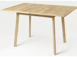 Mesa extensible pequeña de madera maciza de roble blanqueado Larry 90/130 cm