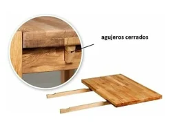 Mesa extensible Ritza de madera maciza de roble de 140 a 190 cm