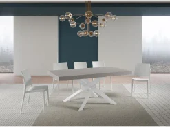 Mesa extensible Volantis Premium Cashmere 180/284x90 cm con patas blancas