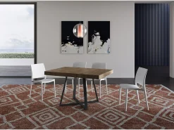 Mesa extensible 130/390x90 cm Abbraccio efecto madera nogal patas antracita