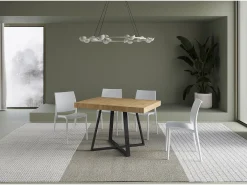 Mesa extensible 120/224x90 cm Abbraccio efecto madera roble natural patas antracita