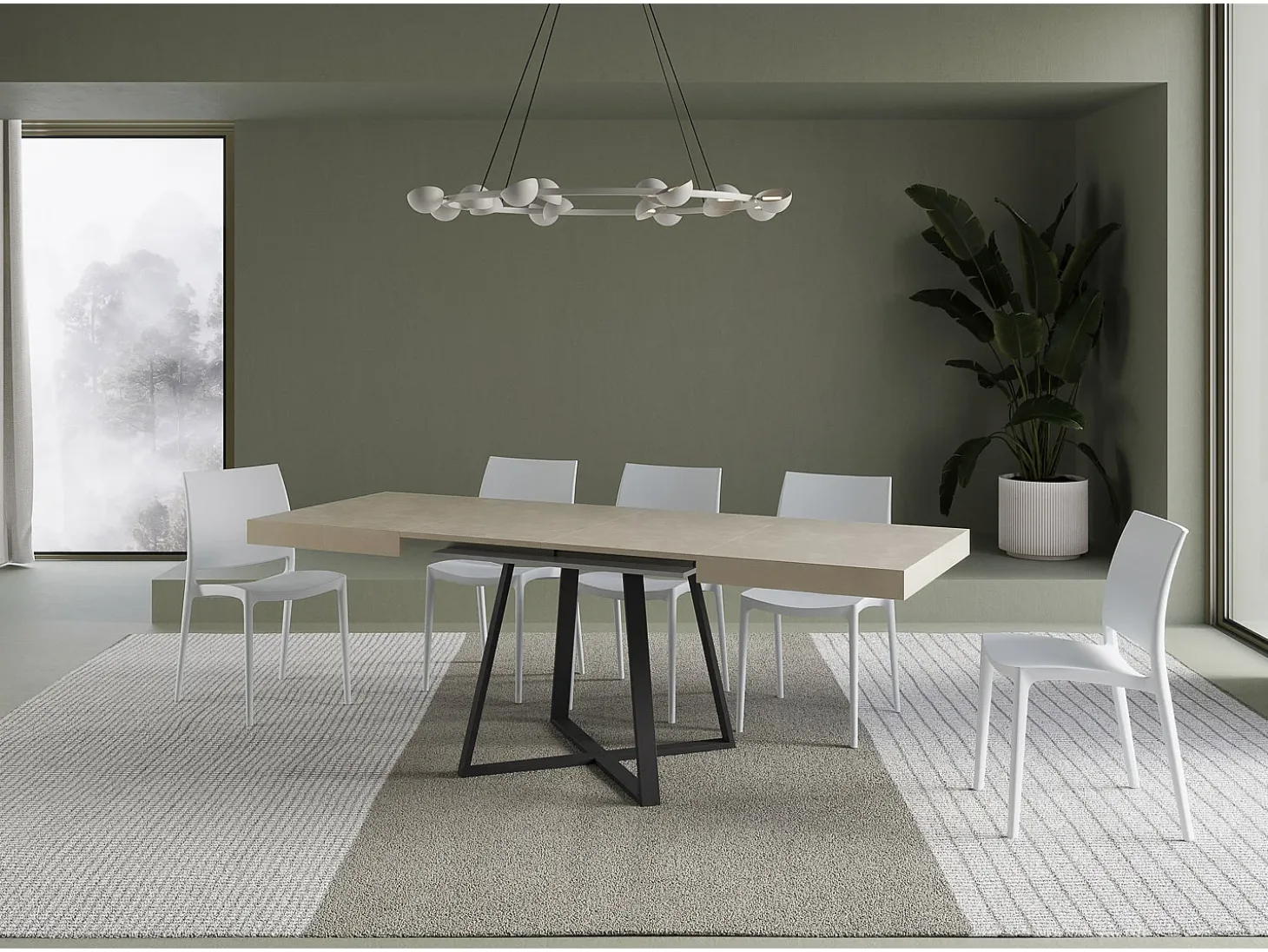 Mesa extensible 120/224x90 cm Abbraccio cachemira patas antracita