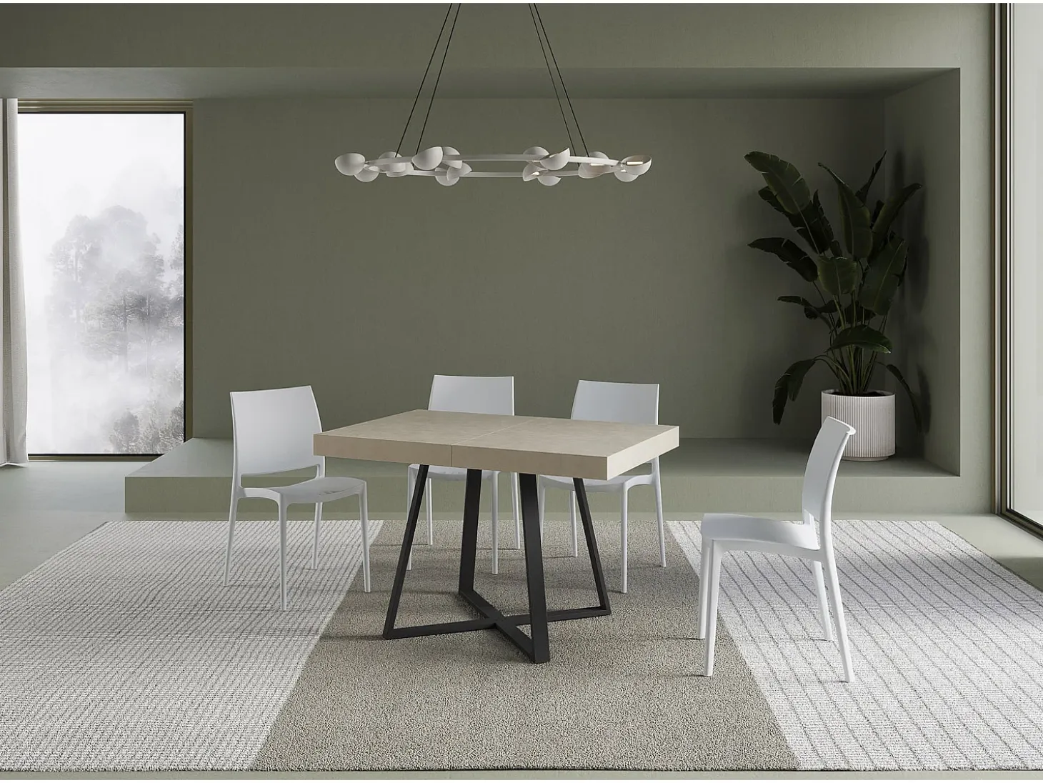 Mesa extensible 120/224x90 cm Abbraccio cachemira patas antracita