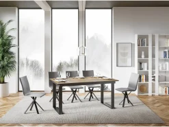 Mesa extensible 90x160/220 cm Bandos Roble Natural estructura Antracita