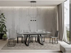 Mesa extensible 90x160/220 cm Bernadette Cemento estructura Antracita