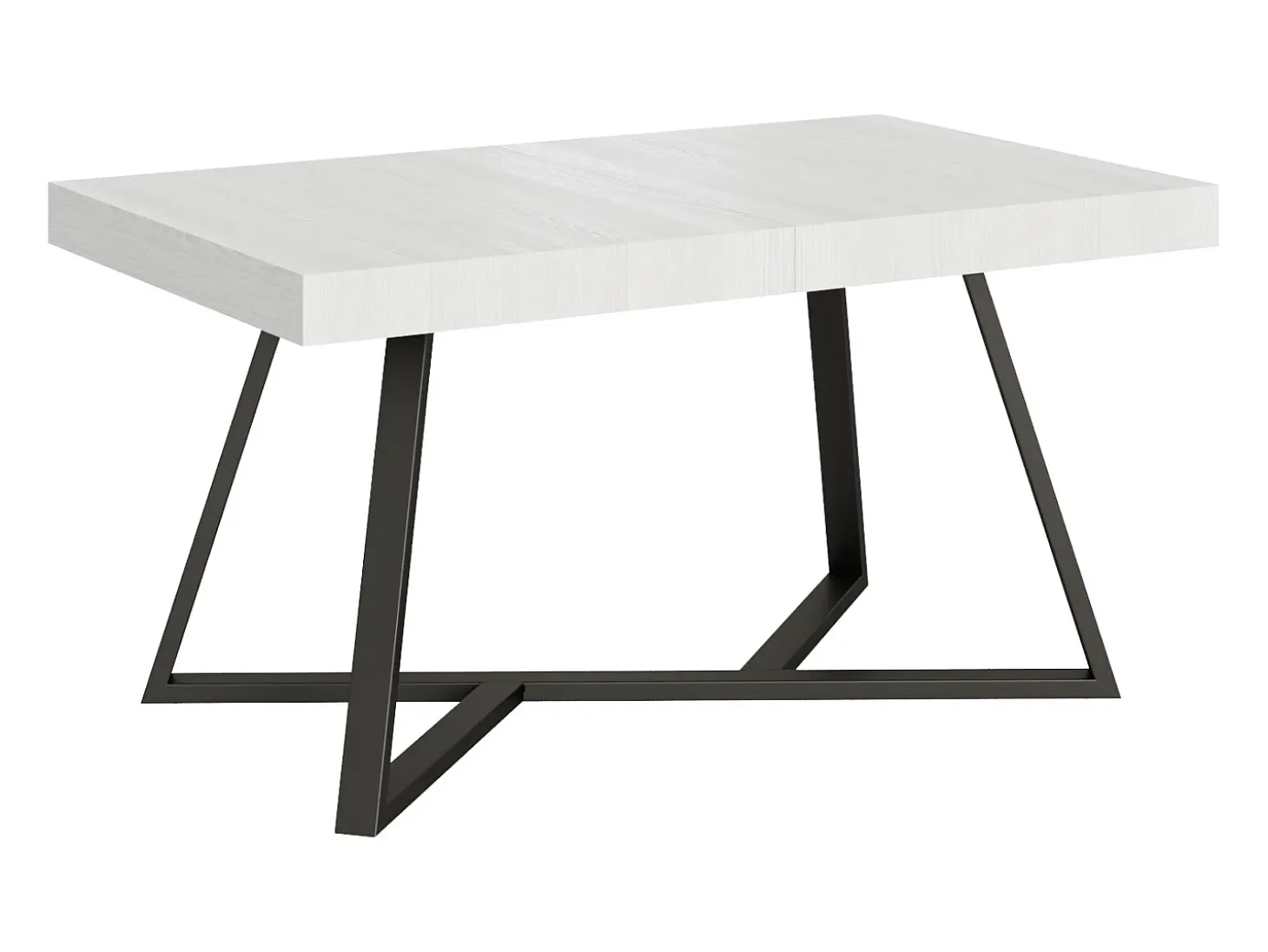 Mesa extensible 160/264x90 cm Booster fresno blanco patas antracita