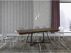 Mesa extensible 140/400x90 cm Booster nogal patas antracita