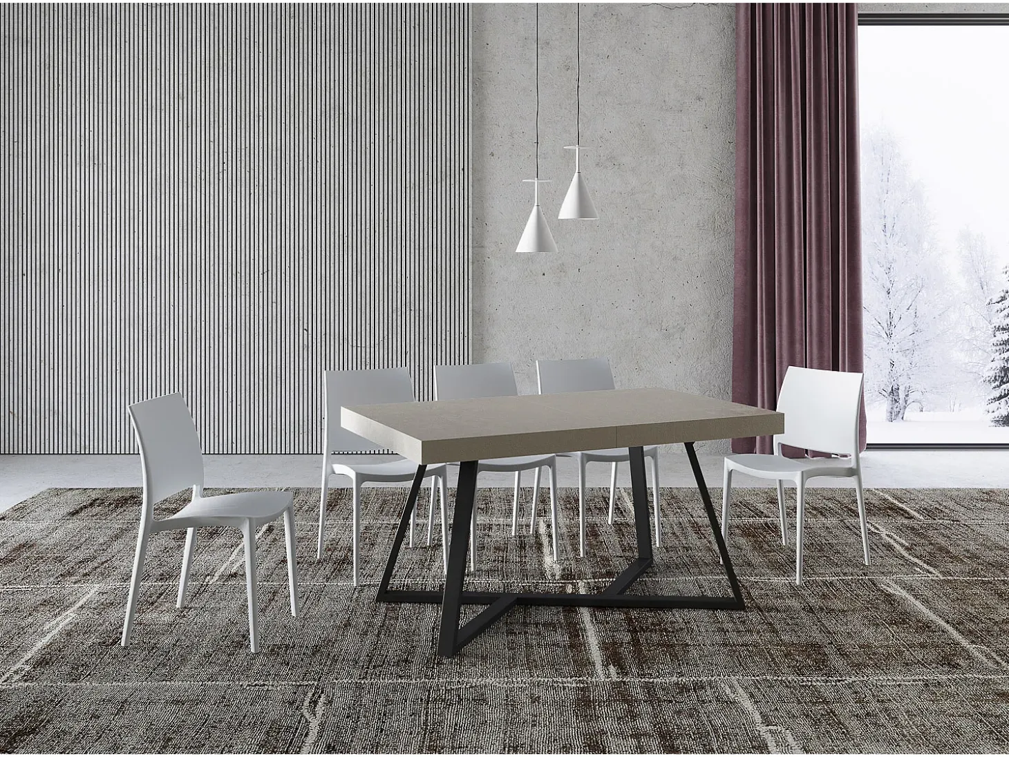 Mesa extensible 140/244x90 cm Booster cachemira patas antracita