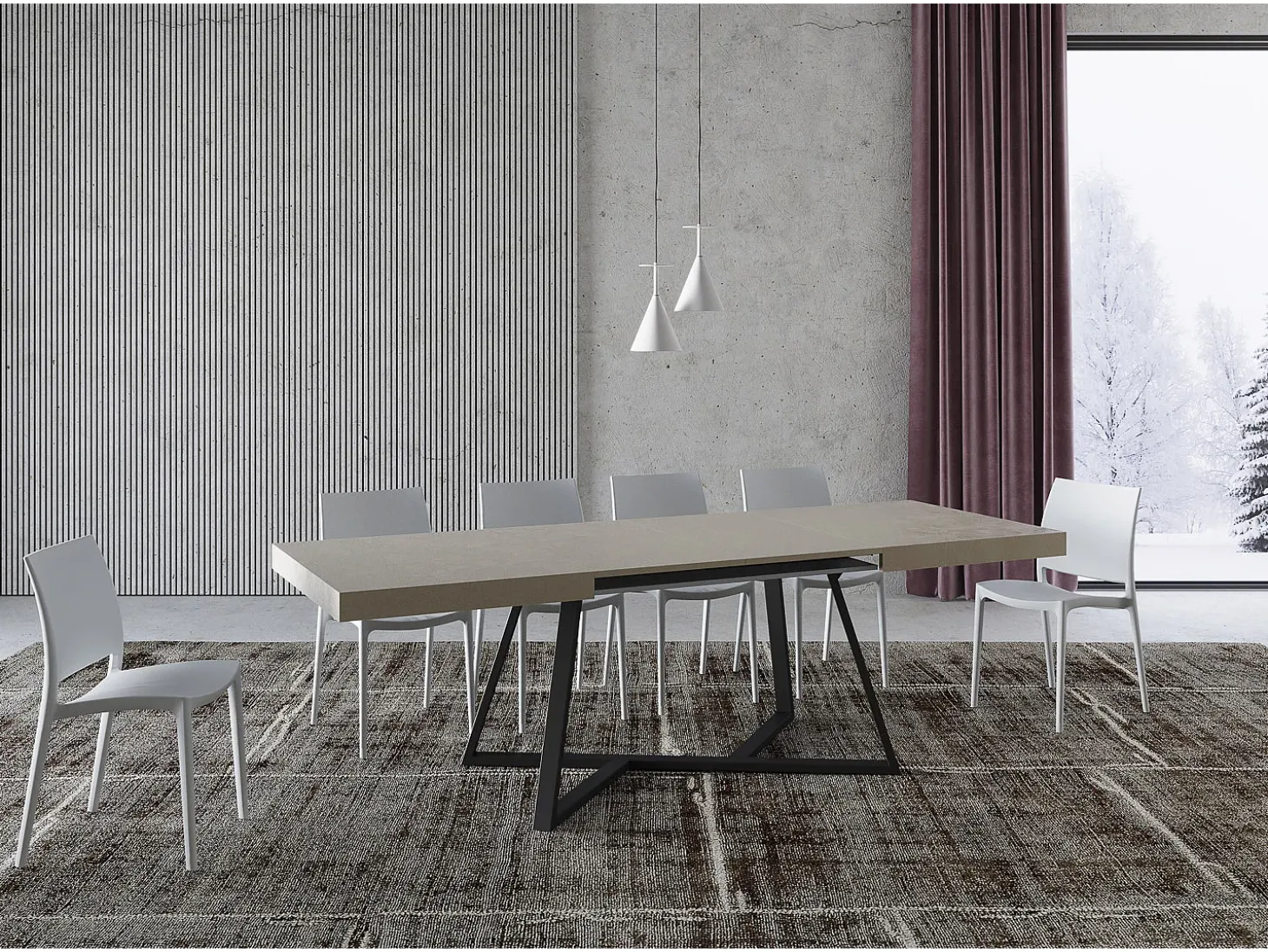 Mesa extensible 140/244x90 cm Booster cachemira patas antracita