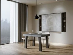 Mesa extensible 90x120/380 cm Bridge Cemento patas Antracita
