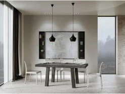 Mesa extensible 90x160/264 cm Bridge Cemento estructura Antracita