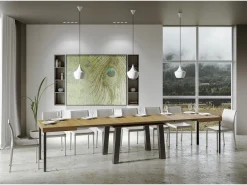 Mesa extensible 90x120/380 cm Bridge Roble Natural patas Antracita