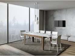 Mesa extensible 90x160/220 cm Cico Mix tapa Fresno Blanco patas Nogal