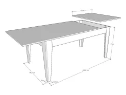 Mesa extensible 90x160/220 cm Cico Mix tapa Fresno Blanco patas Nogal