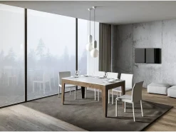 Mesa extensible 90x160/220 cm Cico Mix tapa Fresno Blanco patas Nogal
