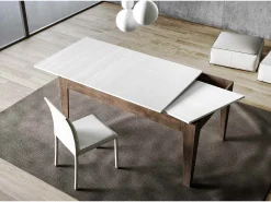 Mesa extensible 90x120/180 cm Cico Mix tapa Fresno Blanco patas Nogal
