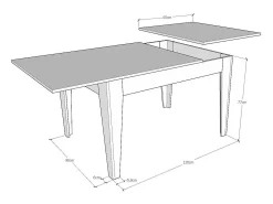 Mesa extensible 90x120/180 cm Cico Mix tapa Antracita Espatulado patas Blanco Espatulado