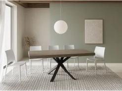 Mesa extensible 90x90/194 cm Clerk Premium tapa gris paloma patas Antracita