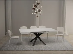Mesa extensible 90/194x90 cm Clerk fresno blanco patas antracita