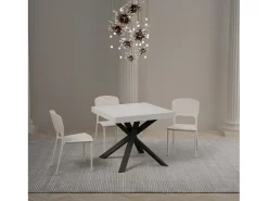 Mesa extensible 90/194x90 cm Clerk fresno blanco patas antracita