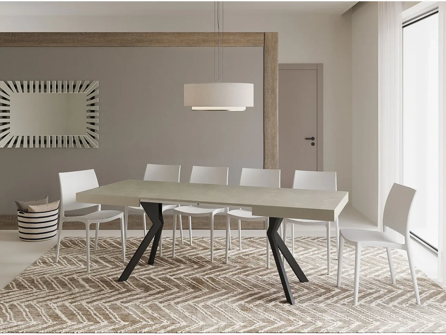 Mesa extensible 120/224x90 cm Dolcezza cachemira patas antracita