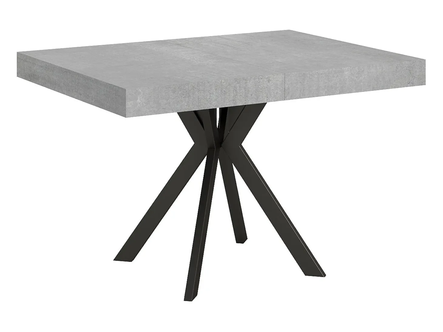 Mesa extensible 120/204x80 cm Dolcezza efecto cemento patas antracita