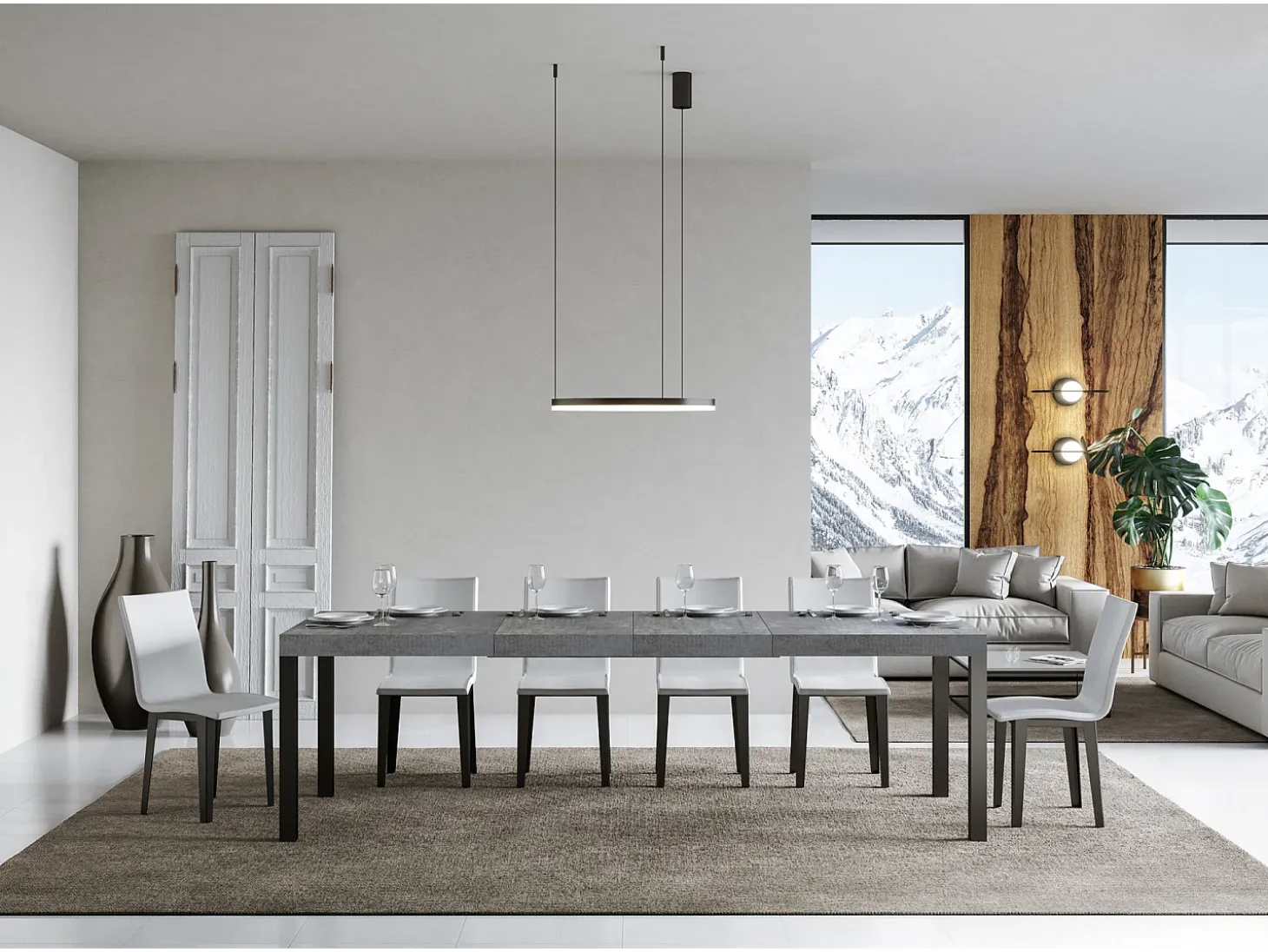 Mesa extensible 180/284x90 cm Everyday Premium cemento patas antracita