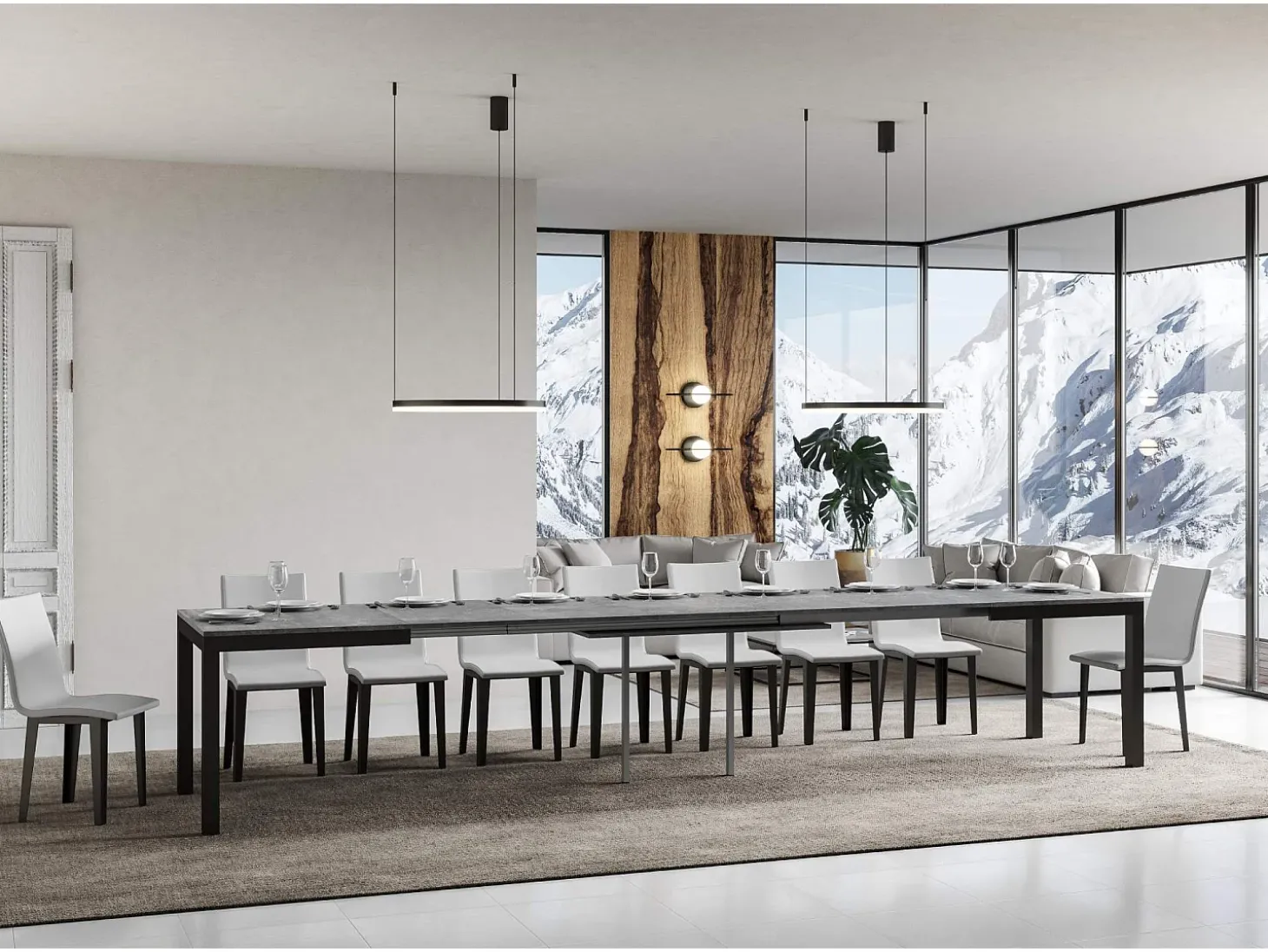Mesa extensible 180/440x90 cm Everyday Evolution cemento estructura et patas antracita