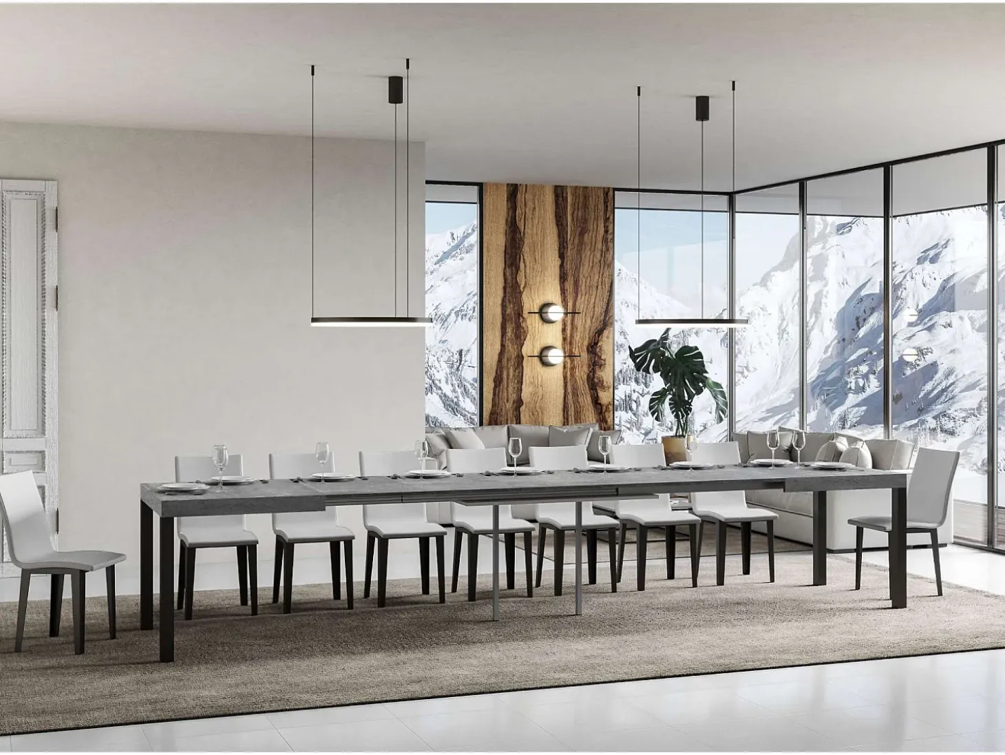 Mesa extensible 140/400x90 cm Everyday cemento patas antracita