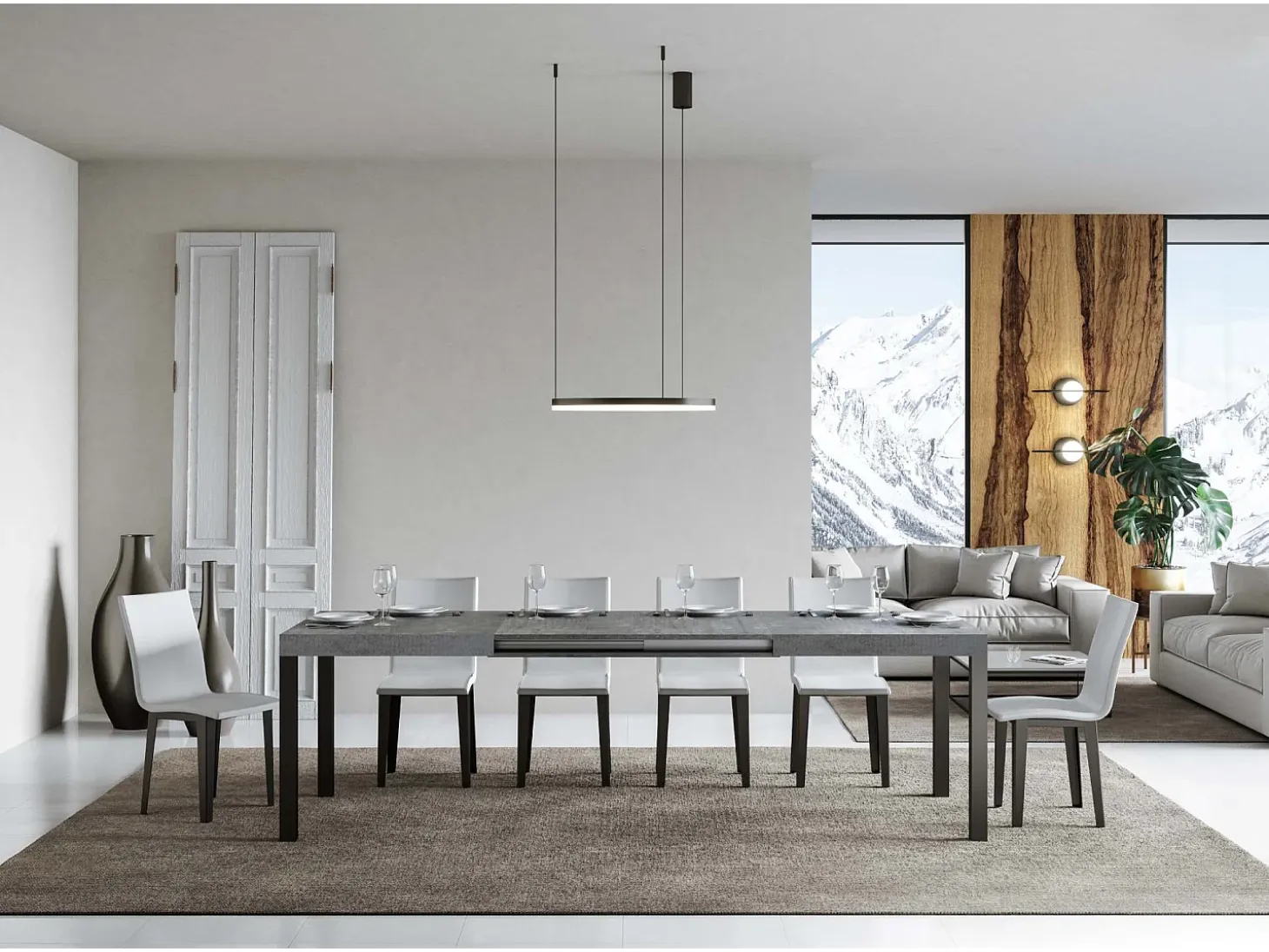 Mesa extensible 140/400x90 cm Everyday cemento patas antracita