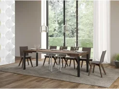 Mesa extensible 90/246x90 cm Everyday nogal patas antracita
