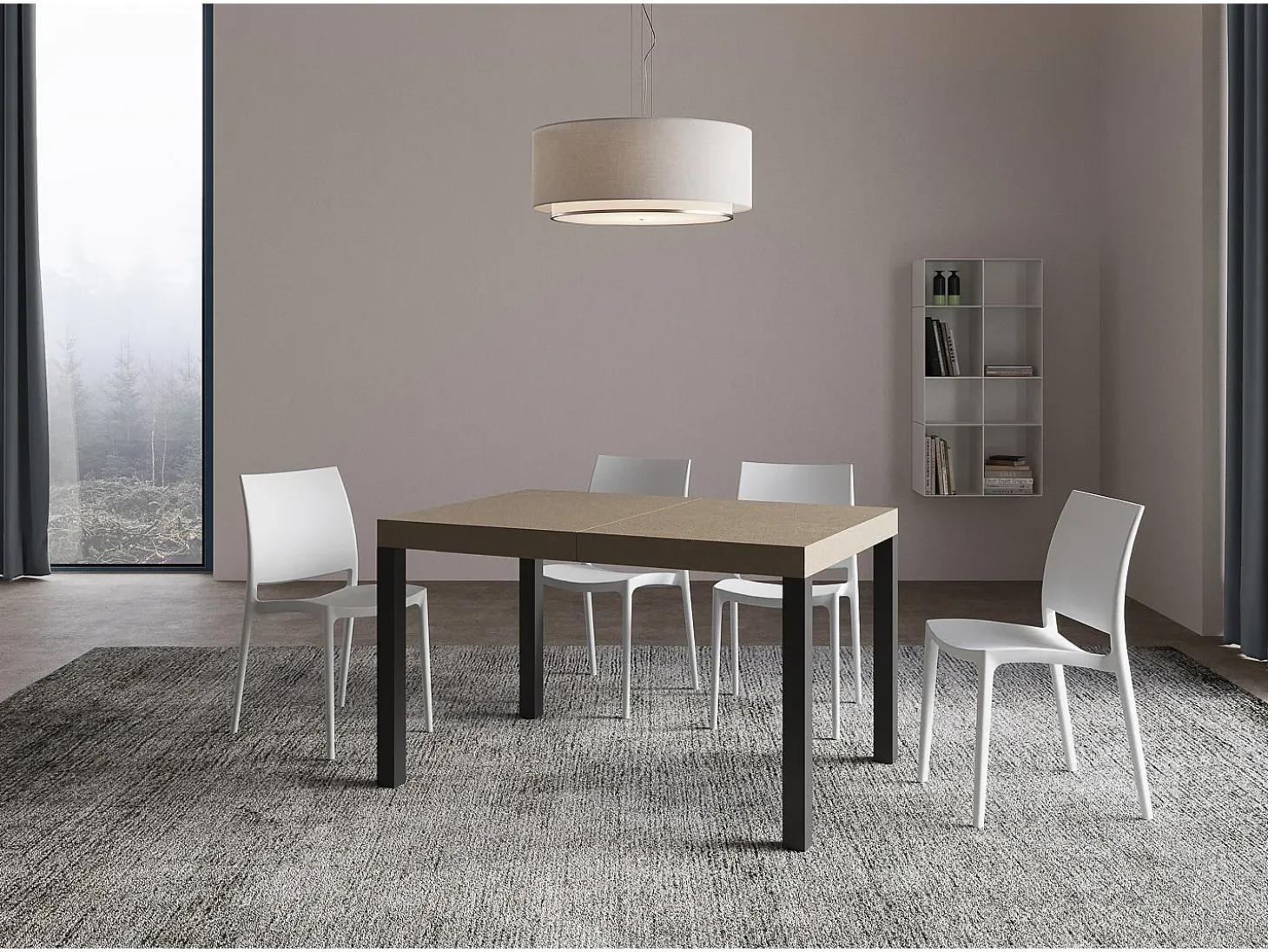 Mesa extensible 140/400x90 cm Everyday gris paloma patas antracita