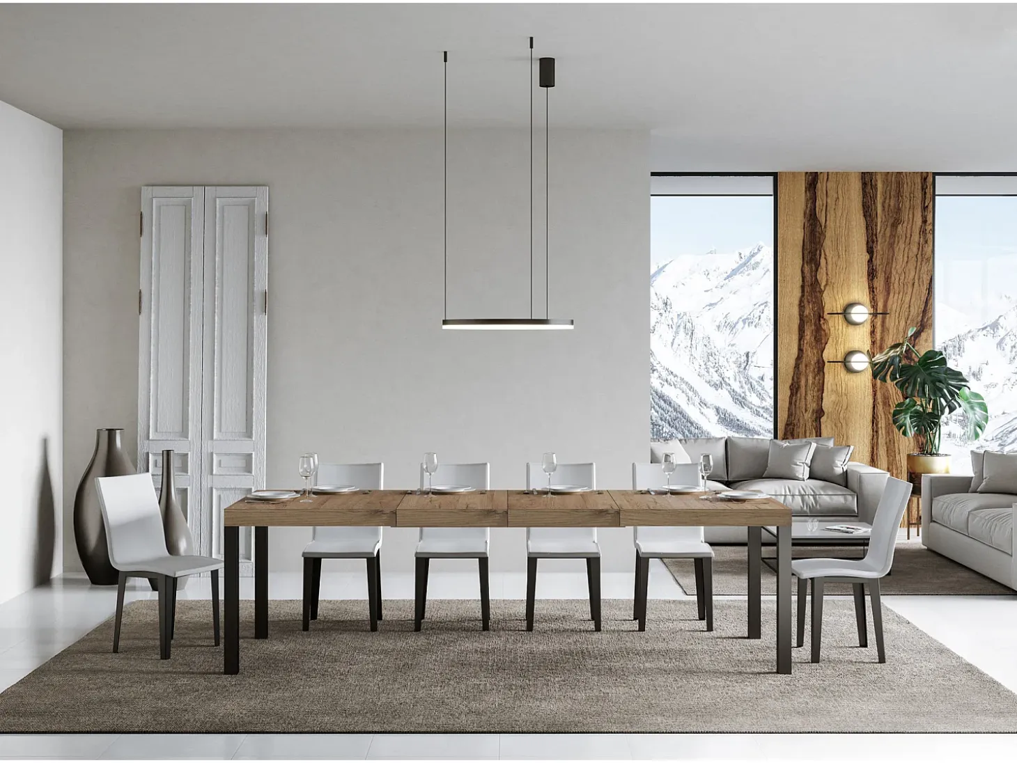 Mesa extensible 180/284x90 cm Everyday Premium roble natural patas antracita