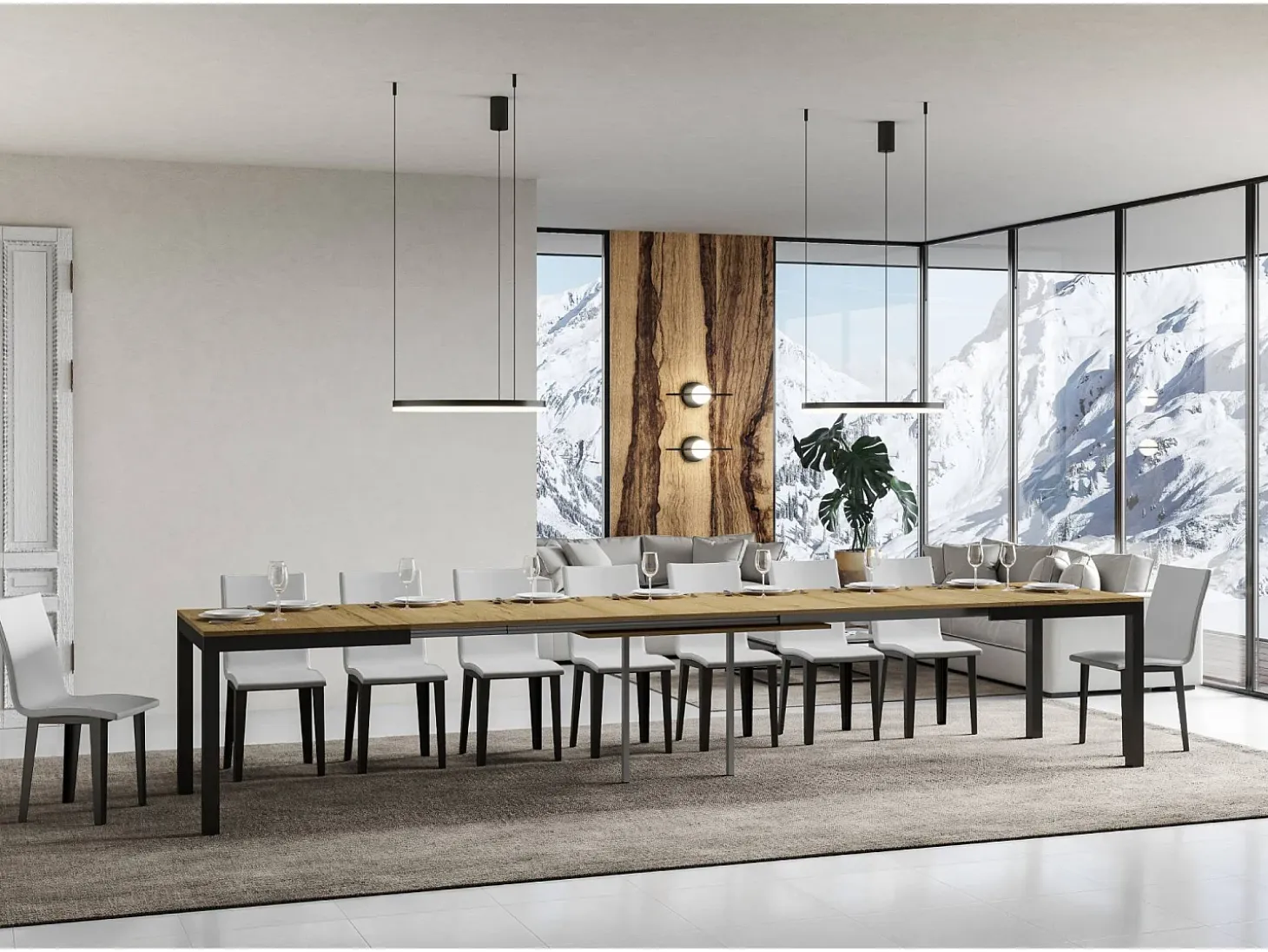 Mesa extensible 160/420x90 cm Everyday Evolution roble natural estructura et patas antracita