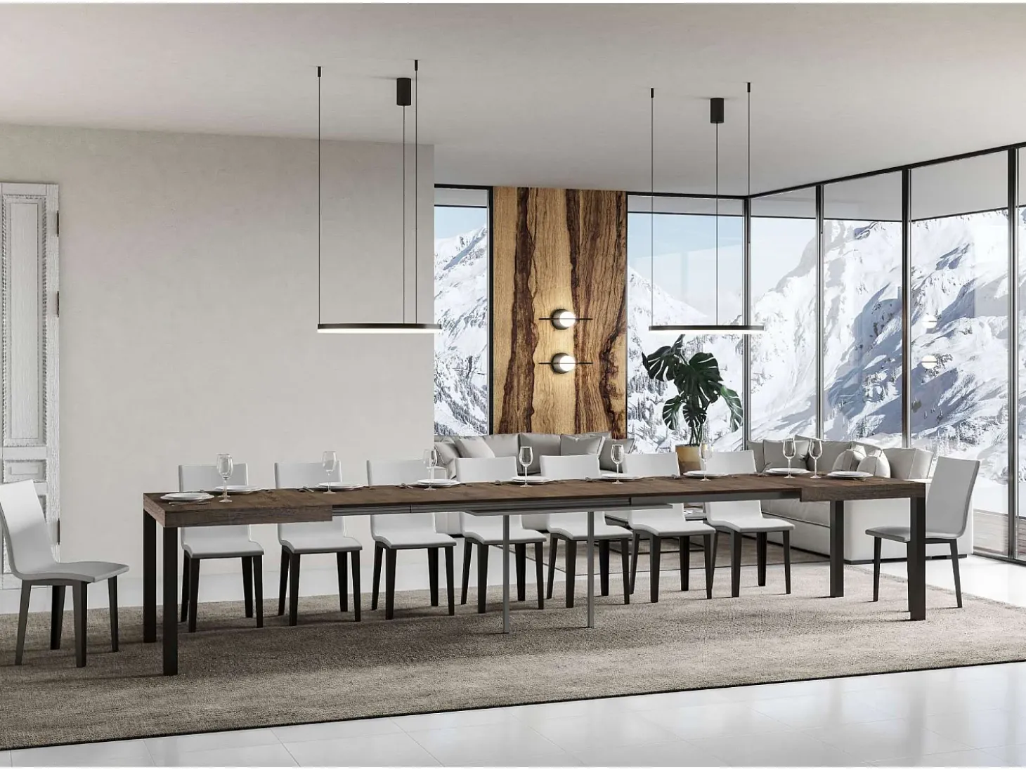 Mesa extensible 140/400x90 cm Everyday nogal patas antracita