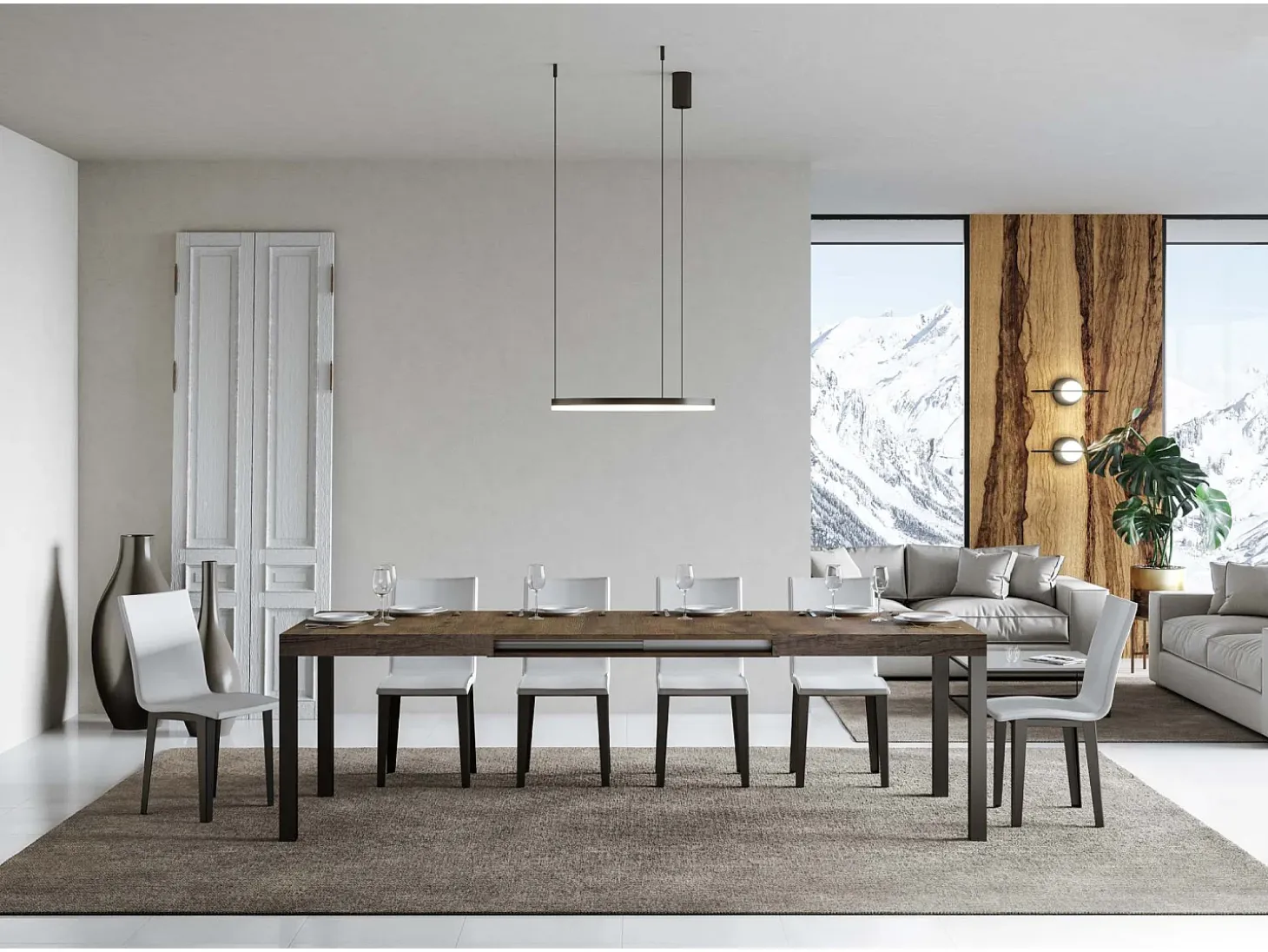 Mesa extensible 140/400x90 cm Everyday nogal patas antracita
