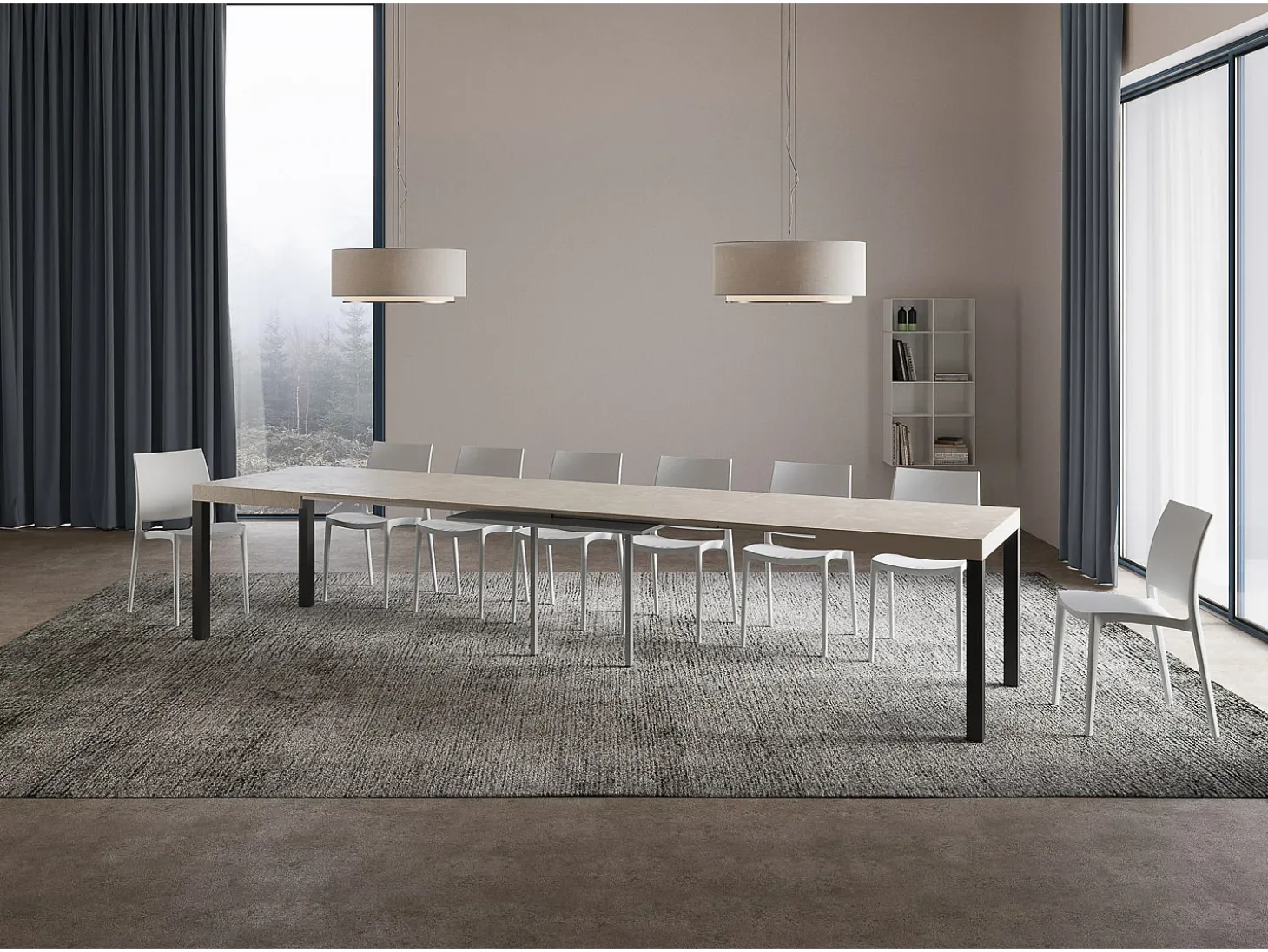 Mesa extensible 140/400x90 cm Everyday cachemira patas antracita