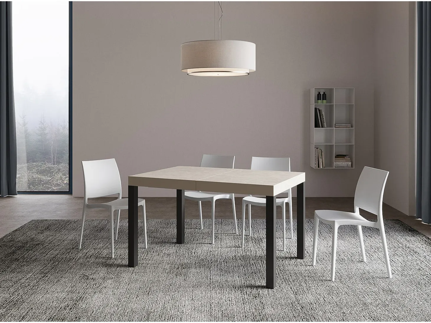 Mesa extensible 140/400x90 cm Everyday cachemira patas antracita