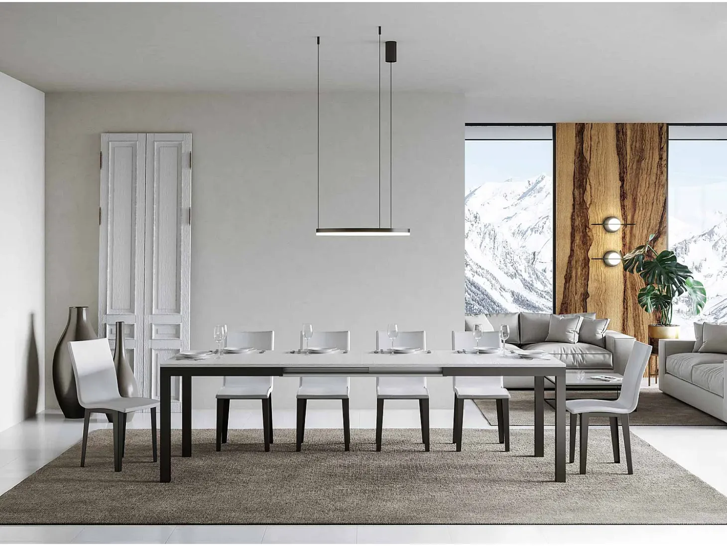 Mesa extensible 180/284x90 cm Everyday Evolution fresno blanco estructura et patas antracita