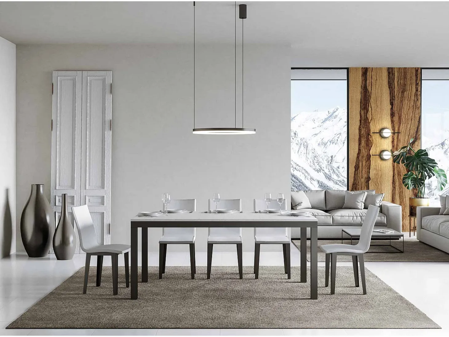 Mesa extensible 180/284x90 cm Everyday Evolution fresno blanco estructura et patas antracita