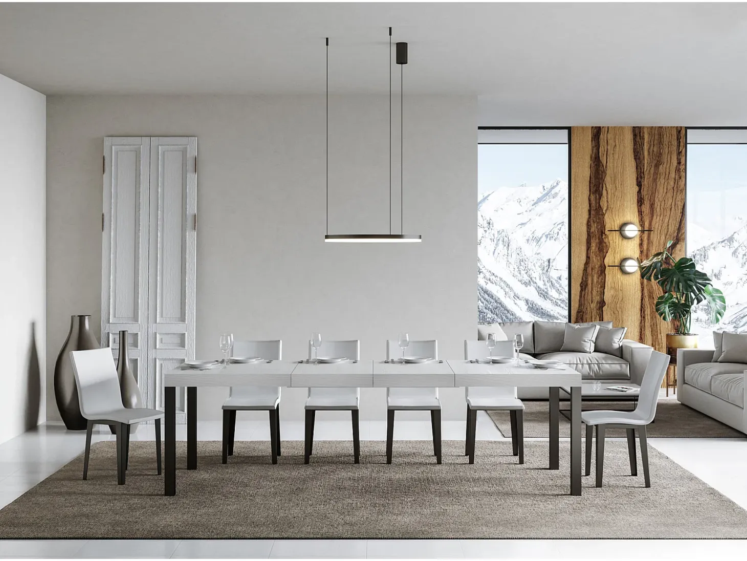 Mesa extensible 180/284x90 cm Everyday Premium fresno blanco patas antracita