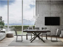 Mesa extensible 90x160/264 cm Famas Evolution Cemento estructura Antracita